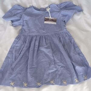 Charming Blue Kids Dress with Floral Embroidery